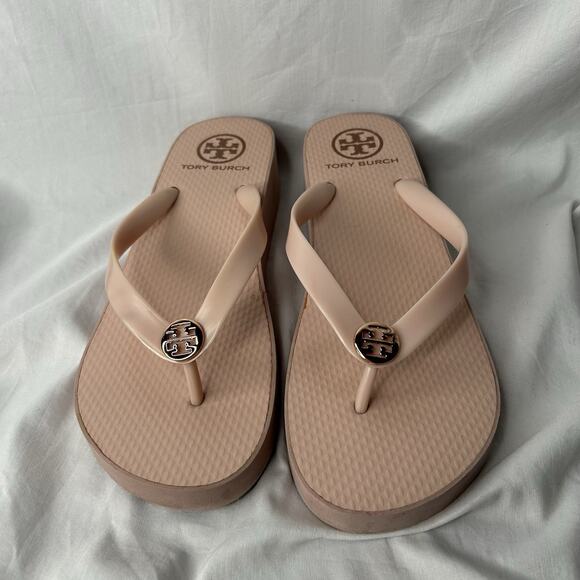 Tory Burch Sea Shell Pink Platform Flip Flop Womens Size 9 - Picture 1 of 7